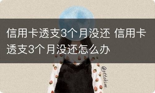 信用卡透支3个月没还 信用卡透支3个月没还怎么办