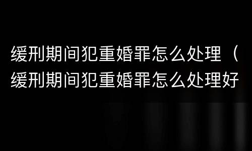 缓刑期间犯重婚罪怎么处理（缓刑期间犯重婚罪怎么处理好）