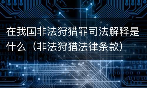 在我国非法狩猎罪司法解释是什么（非法狩猎法律条款）