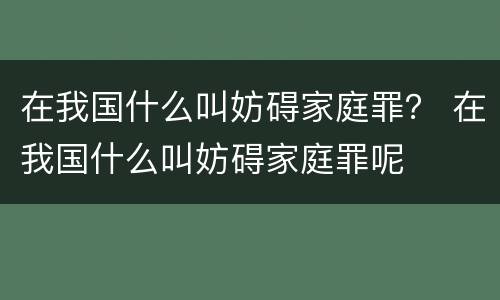 在我国什么叫妨碍家庭罪？ 在我国什么叫妨碍家庭罪呢