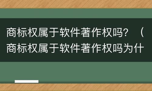 商标权属于软件著作权吗？（商标权属于软件著作权吗为什么）