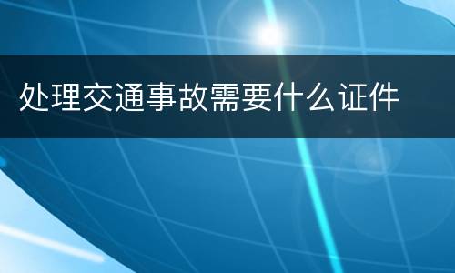 处理交通事故需要什么证件