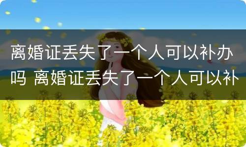 离婚证丢失了一个人可以补办吗 离婚证丢失了一个人可以补办吗要多少钱