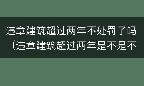 违章建筑超过两年不处罚了吗（违章建筑超过两年是不是不追究了）