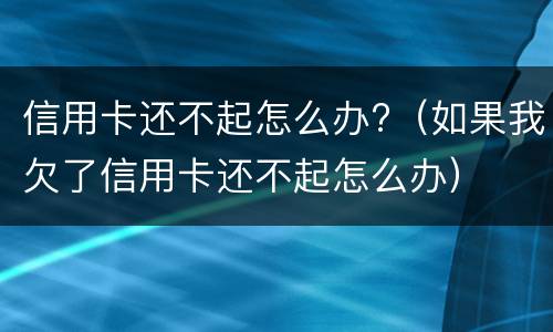 信用卡还不起怎么办?（如果我欠了信用卡还不起怎么办）