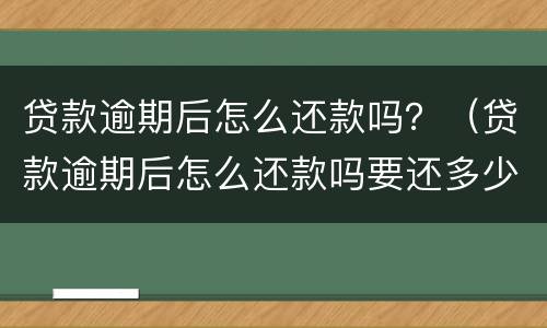 贷款逾期后怎么还款吗？（贷款逾期后怎么还款吗要还多少）