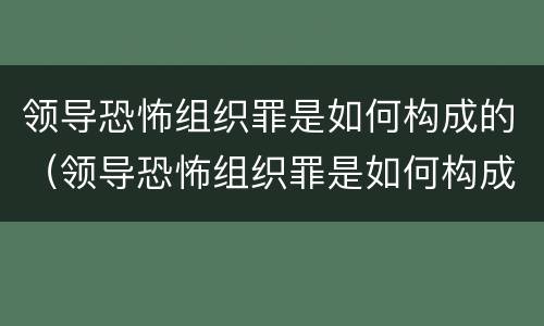 领导恐怖组织罪是如何构成的（领导恐怖组织罪是如何构成的呢）