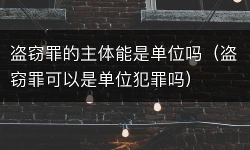 盗窃罪的主体能是单位吗（盗窃罪可以是单位犯罪吗）
