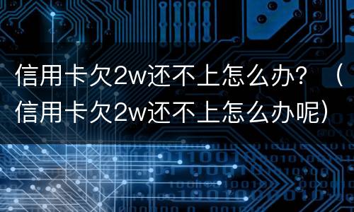 信用卡欠2w还不上怎么办？（信用卡欠2w还不上怎么办呢）