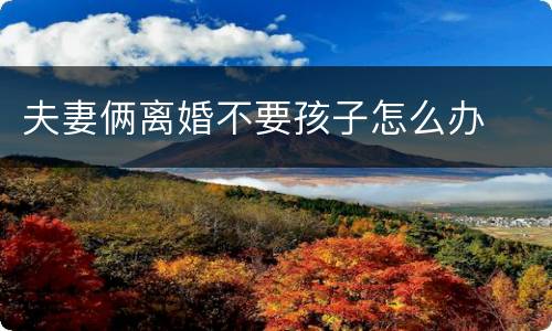 夫妻俩离婚不要孩子怎么办