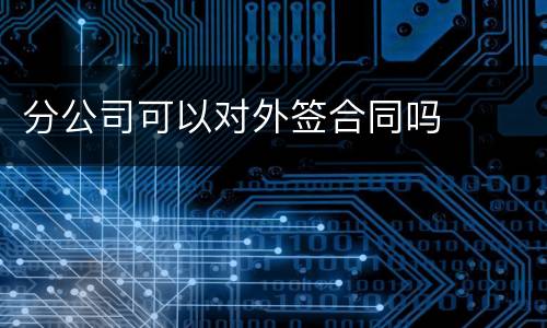 分公司可以对外签合同吗