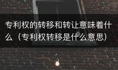 专利权的转移和转让意味着什么（专利权转移是什么意思）