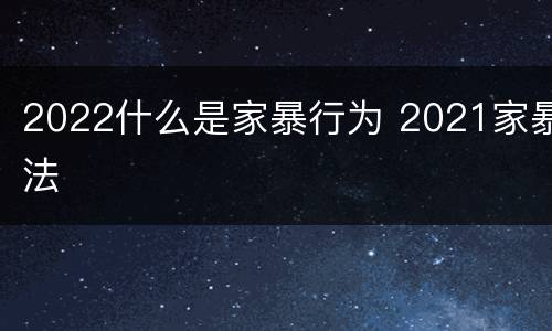2022什么是家暴行为 2021家暴法