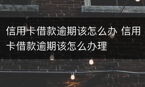 信用卡借款逾期该怎么办 信用卡借款逾期该怎么办理