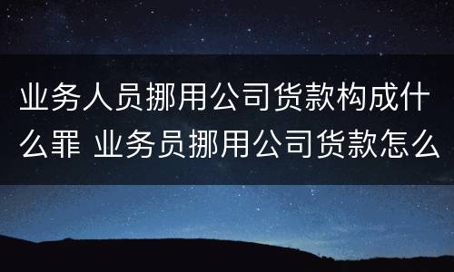 业务人员挪用公司货款构成什么罪 业务员挪用公司货款怎么办