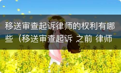 移送审查起诉律师的权利有哪些（移送审查起诉 之前 律师可以做什么）