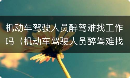 机动车驾驶人员醉驾难找工作吗（机动车驾驶人员醉驾难找工作吗）