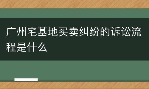 广州宅基地买卖纠纷的诉讼流程是什么