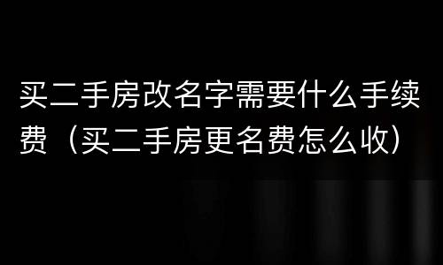 买二手房改名字需要什么手续费（买二手房更名费怎么收）