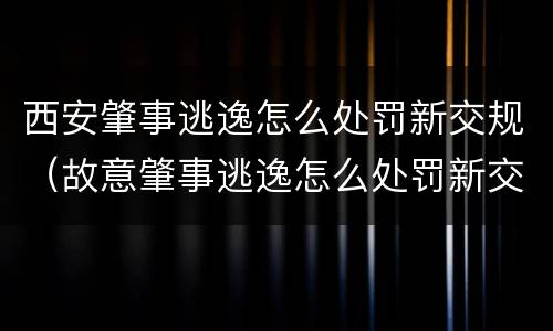 西安肇事逃逸怎么处罚新交规（故意肇事逃逸怎么处罚新交规）