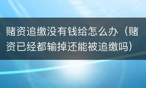 赌资追缴没有钱给怎么办（赌资已经都输掉还能被追缴吗）