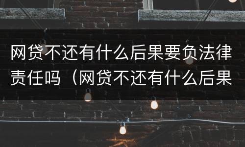 网贷不还有什么后果要负法律责任吗（网贷不还有什么后果要负法律责任吗怎么办）