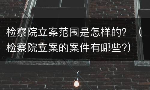 检察院立案范围是怎样的？（检察院立案的案件有哪些?）