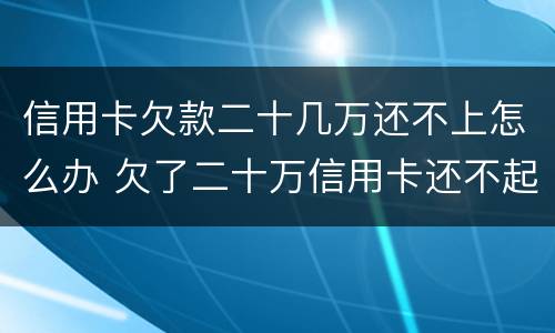 信用卡欠款二十几万还不上怎么办 欠了二十万信用卡还不起怎么办