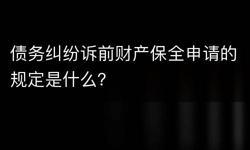债务纠纷诉前财产保全申请的规定是什么？