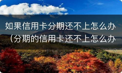 如果信用卡分期还不上怎么办（分期的信用卡还不上怎么办）