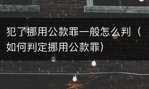 犯了挪用公款罪一般怎么判（如何判定挪用公款罪）