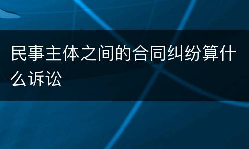 民事主体之间的合同纠纷算什么诉讼