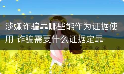 涉嫌诈骗罪哪些能作为证据使用 诈骗需要什么证据定罪