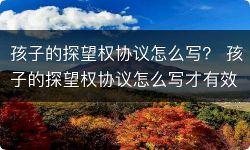 孩子的探望权协议怎么写？ 孩子的探望权协议怎么写才有效