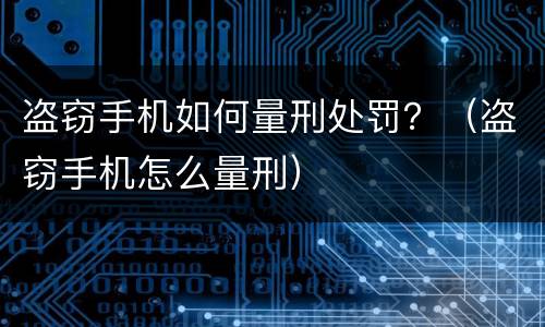 盗窃手机如何量刑处罚？（盗窃手机怎么量刑）