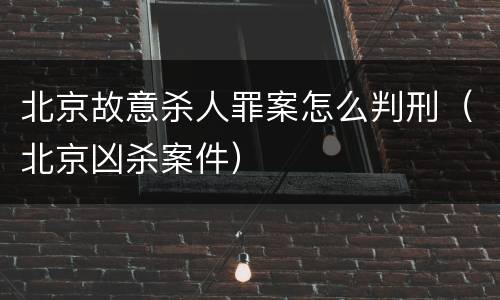 北京故意杀人罪案怎么判刑（北京凶杀案件）