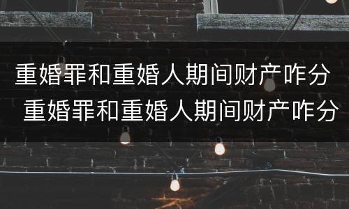 重婚罪和重婚人期间财产咋分 重婚罪和重婚人期间财产咋分配的