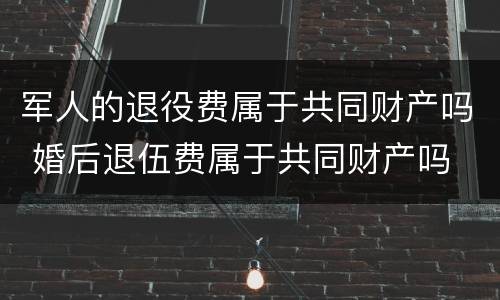 军人的退役费属于共同财产吗 婚后退伍费属于共同财产吗