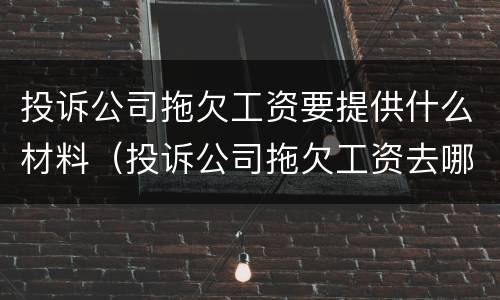 投诉公司拖欠工资要提供什么材料（投诉公司拖欠工资去哪里）