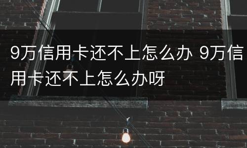 9万信用卡还不上怎么办 9万信用卡还不上怎么办呀