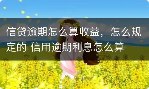 信贷逾期怎么算收益，怎么规定的 信用逾期利息怎么算