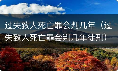 过失致人死亡罪会判几年（过失致人死亡罪会判几年徒刑）