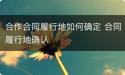 合作合同履行地如何确定 合同履行地确认