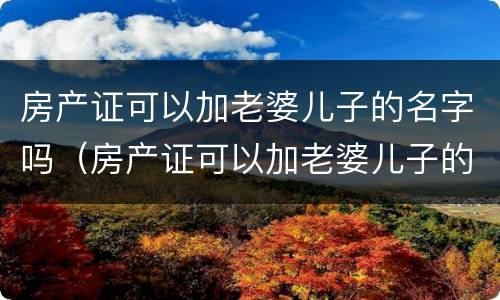 房产证可以加老婆儿子的名字吗（房产证可以加老婆儿子的名字吗怎么办）