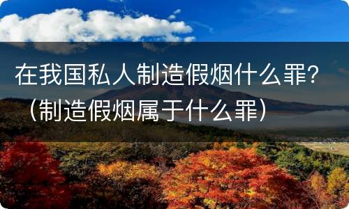 在我国私人制造假烟什么罪？（制造假烟属于什么罪）