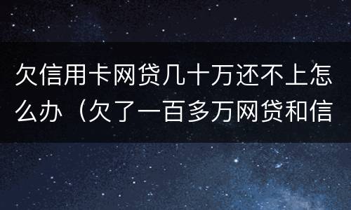 欠信用卡网贷几十万还不上怎么办（欠了一百多万网贷和信用卡还不上怎么办）