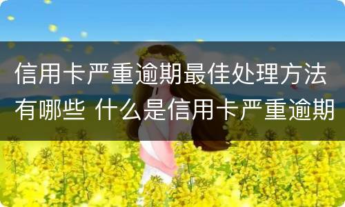 信用卡严重逾期最佳处理方法有哪些 什么是信用卡严重逾期
