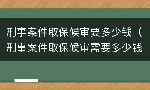 刑事案件取保候审要多少钱（刑事案件取保候审需要多少钱）