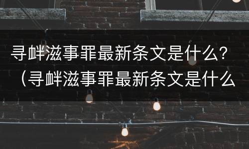 寻衅滋事罪最新条文是什么？（寻衅滋事罪最新条文是什么意思）