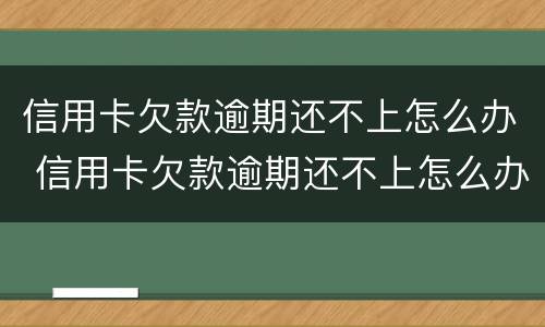信用卡欠款逾期还不上怎么办 信用卡欠款逾期还不上怎么办